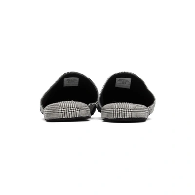 Shop Thom Browne Black And White 4-bar Engineered Slippers In 980 Blk/wht