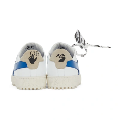 NIB OFF-WHITE C/O VIRGIL ABLOH White Blue Arrow Low Top Sneakers