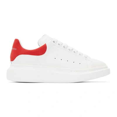 Alexander Mcqueen Men White Low Top Sneakers With Contrasting Heel With Embossed Logo Lettering In L In White