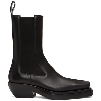 Shop Bottega Veneta Black 'the Lean' Mid-calf Chelsea Boots In 1000 Black