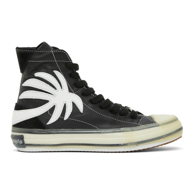 Shop Palm Angels Black Palm Vulcanized High Sneakers In Black/white