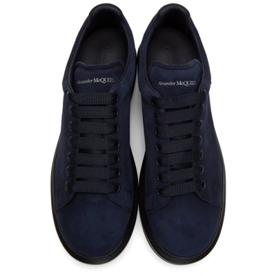 Shop Alexander Mcqueen Blue Velour Oversized Daim Sneakers In 4088inkblu