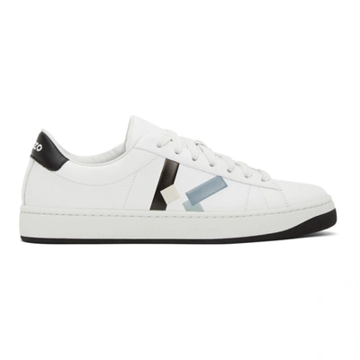 Shop Kenzo White K-logo Kourt Sneakers In 62 Glacier