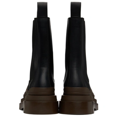 Shop Bottega Veneta Black & Brown Medium 'the Tire' Chelsea Boots In Black/brown