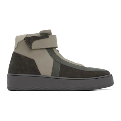 Shop A-cold-wall* Grey Leather High-top Sneakers