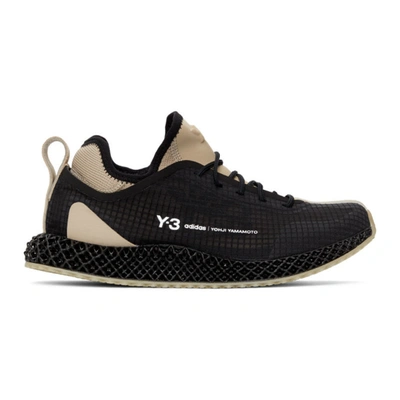 Shop Y-3 Black Runner 4-d Sneakers In Black/white