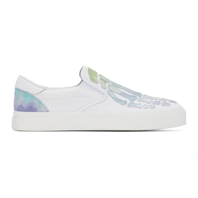 Shop Amiri White Watercolor Skeleton Toe Slip-on Sneakers