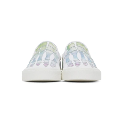 Shop Amiri White Watercolor Skeleton Toe Slip-on Sneakers