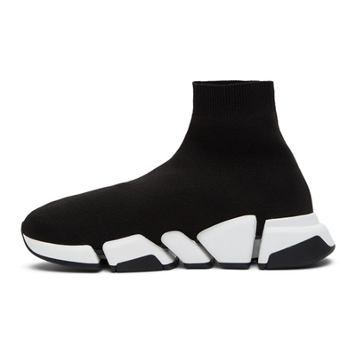 Shop Balenciaga Black & White Speed 2.0 Sneakers In 1015black/