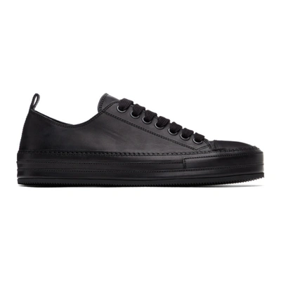 Shop Ann Demeulemeester Black Leather Sneakers In Vitello Ner
