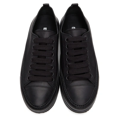 Shop Ann Demeulemeester Black Leather Sneakers In Vitello Ner