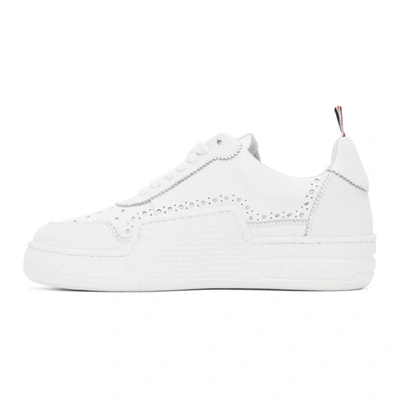 Shop Thom Browne White Low-top Basketball Sneakers In 100 White