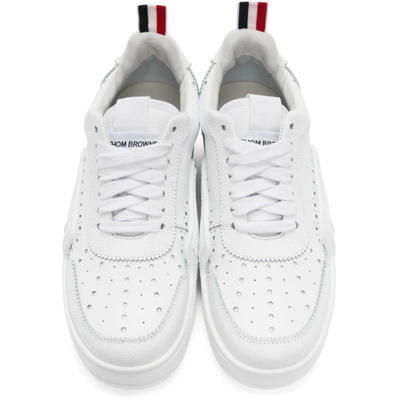 Shop Thom Browne White Low-top Basketball Sneakers In 100 White