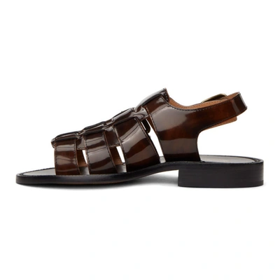 Shop Dries Van Noten Black & Brown Patent Sandals In 928 Blkbrwn