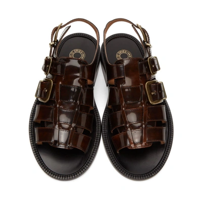 Shop Dries Van Noten Black & Brown Patent Sandals In 928 Blkbrwn