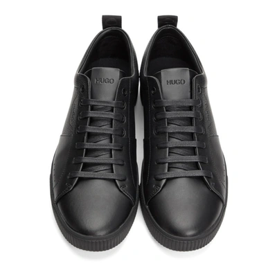 Shop Hugo Black Zero Tennis Sneakers In 001 Black