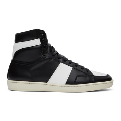 Shop Saint Laurent Black & White Alpha Sigma Sl/10 High-top Sneakers In 1090 Black/