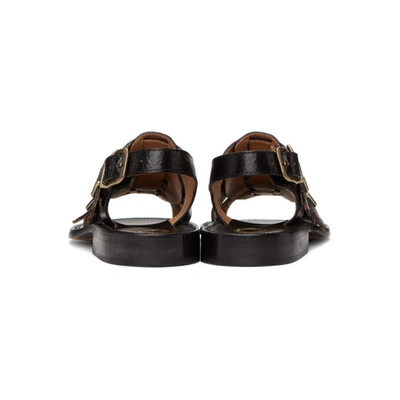 Shop Dries Van Noten Black Leather Sandals In 900 Black
