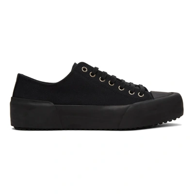 Shop Jil Sander Black Canvas Sneakers In 999 Black