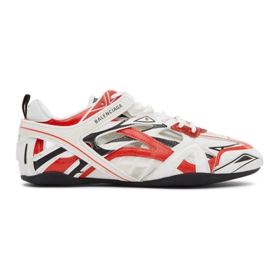 Shop Balenciaga Red & White Drive Sneakers In 6019red/ W