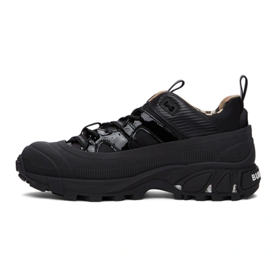 Shop Burberry Black Patent Arthur Sneakers In Blk/arc Bg