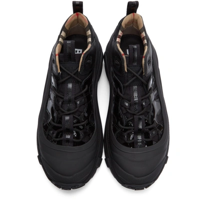 Shop Burberry Black Patent Arthur Sneakers In Blk/arc Bg