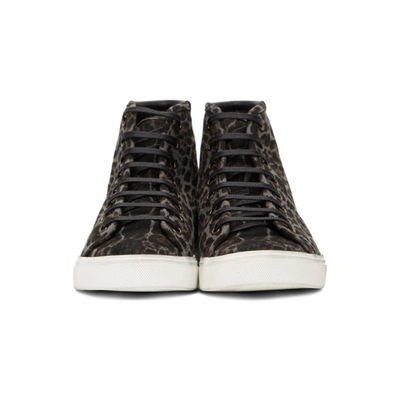 Shop Saint Laurent Grey And Black Print Malibu High-top Sneakers In 1740 Grey+n