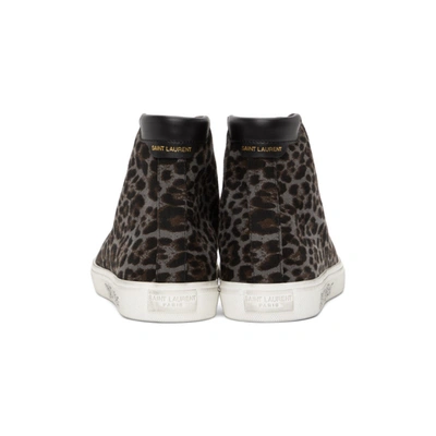 Shop Saint Laurent Grey And Black Print Malibu High-top Sneakers In 1740 Grey+n