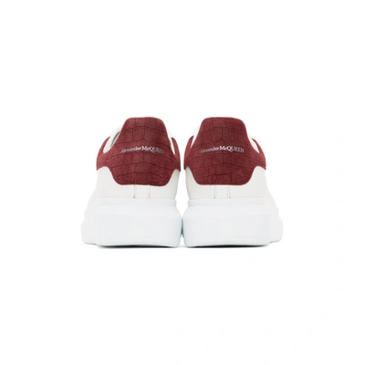 Shop Alexander Mcqueen White & Burgundy Croc Oversized Sneakers In 9088 White/burgundy