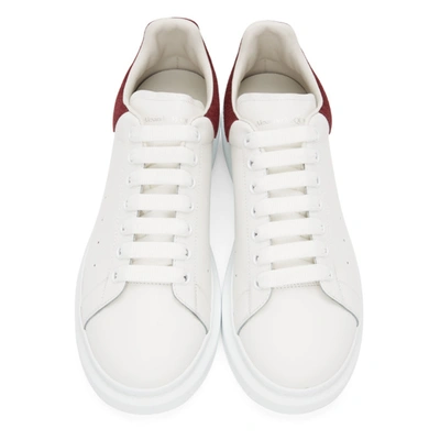 Shop Alexander Mcqueen White & Burgundy Croc Oversized Sneakers In 9088 White/burgundy