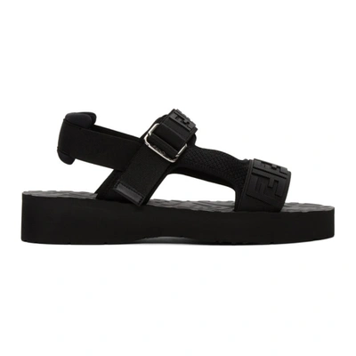 Shop Fendi Black Logo Strap Sandals In F0mq0 Black