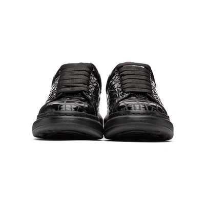 Shop Alexander Mcqueen Black Croc Oversized Sneakers In 1000 Black/