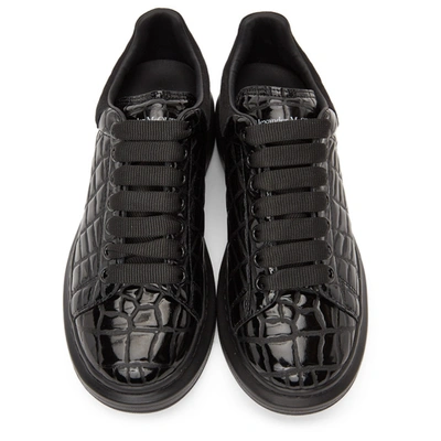 Shop Alexander Mcqueen Black Croc Oversized Sneakers In 1000 Black/