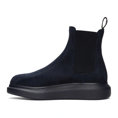 Shop Alexander Mcqueen Navy Suede Chelsea Boots In 4100 Ntblue