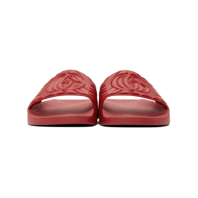 Shop Gucci Red Quilted Gg Pool Slides In 6639 Deepcr