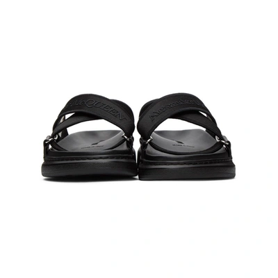 Shop Alexander Mcqueen Black Oversized Hybrid Slides In 1081 Blksil