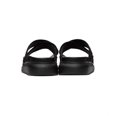 Shop Alexander Mcqueen Black Oversized Hybrid Slides In 1081 Blksil