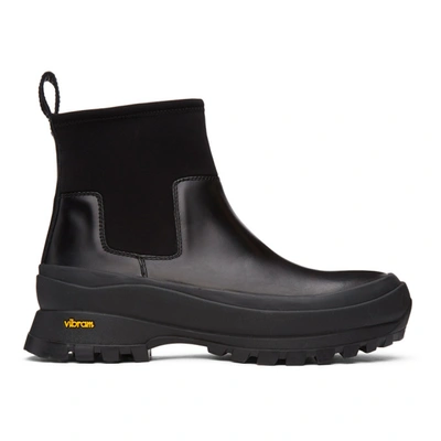 Shop Jil Sander Black Neoprene Rain Chelsea Boots In 001 Black