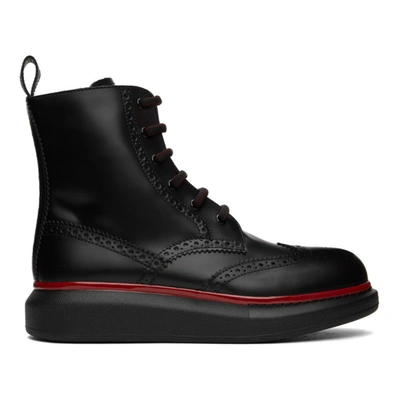 Shop Alexander Mcqueen Black Hybrid Brogue Boots In 1020 Blkplm