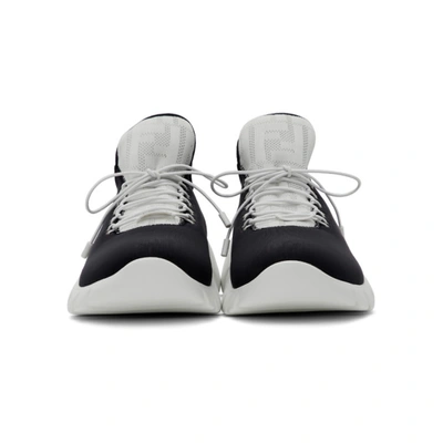 Shop Fendi Black & White Tech Knit Sneakers In F0gdl - Whi