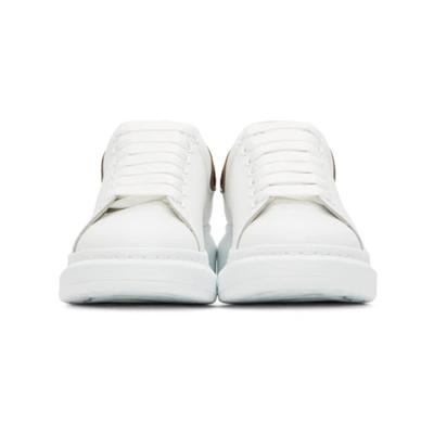Shop Alexander Mcqueen White & Rose Gold Croc Oversized Sneakers In 9053 White/