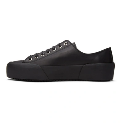 Shop Jil Sander Black Leather Sneakers In 001 Black