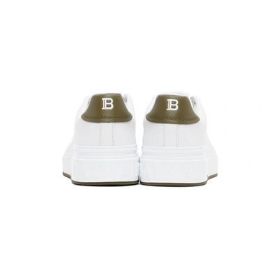 Shop Balmain White & Green B-court Sneakers In White/green
