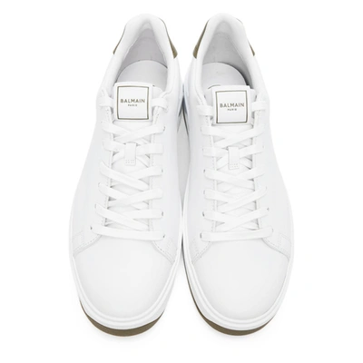 Shop Balmain White & Green B-court Sneakers In White/green