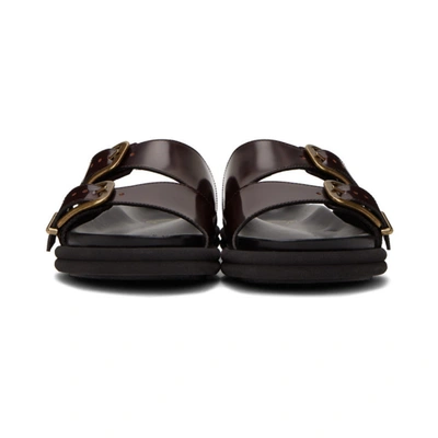 Shop Dries Van Noten Burgundy Leather Slip-on Sandals In 358 Burgund
