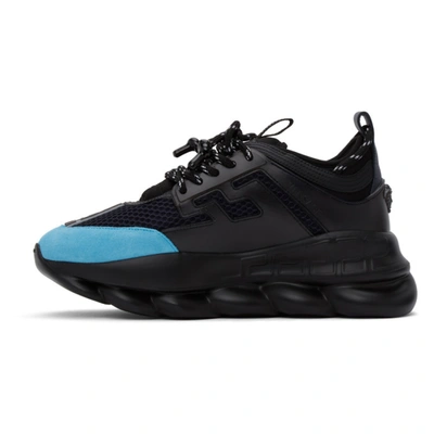 Shop Versace Black & Blue Chain Reaction Sneakers In D7jbn Cerul