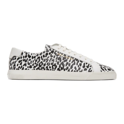 Shop Saint Laurent White & Black Babycat Andy Sneakers In 9473 White+