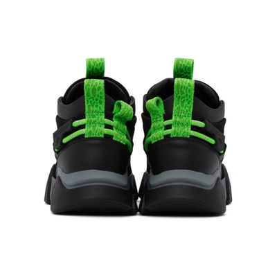 Shop Versace Black & Green Squalo Hiker Sneakers In D41gf Black