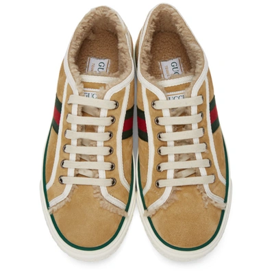 Shop Gucci Beige Suede ' Tennis 1977' Low-top Sneakers In 9563 Butter