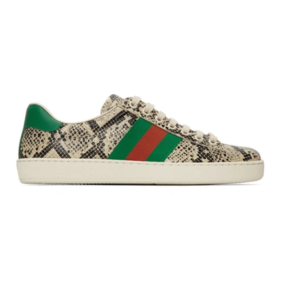 Gucci Snakeskin Effect Ace Low-top Sneakers In 9771 Bei-av | ModeSens